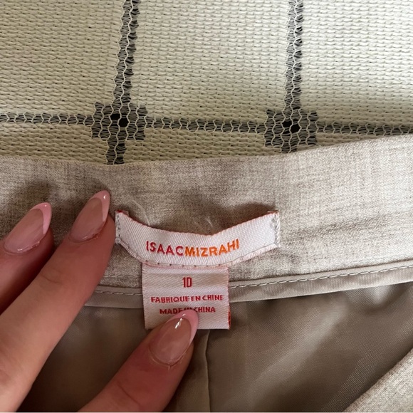 Issac Mizrahi beige midi pencil skirt with back slit - Picture 4 of 7